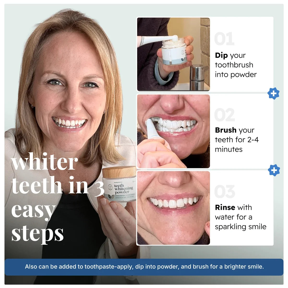 EcoBrightSmiles® Triple Action Teeth Whitening Powder